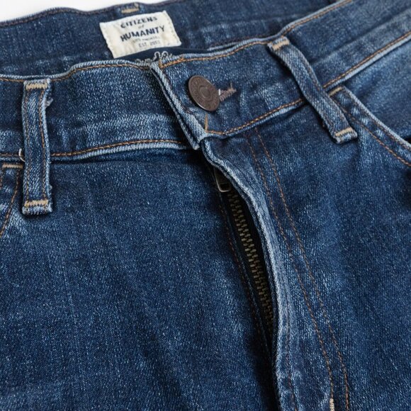 Citizens of Humanity Sasha Twist Low Slung Flared Jeans Blue Mid Wash Distressed - Picture 7 of 16